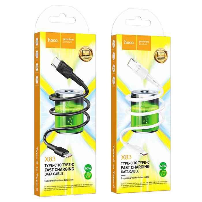 Hoco X83 60W Type-C to C charging data cable 1m